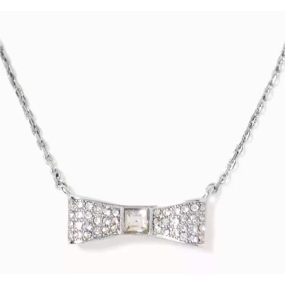 NWT Kate Spade Ready Set Bow Pave mini pendant silver necklace. - Picture 4 of 10